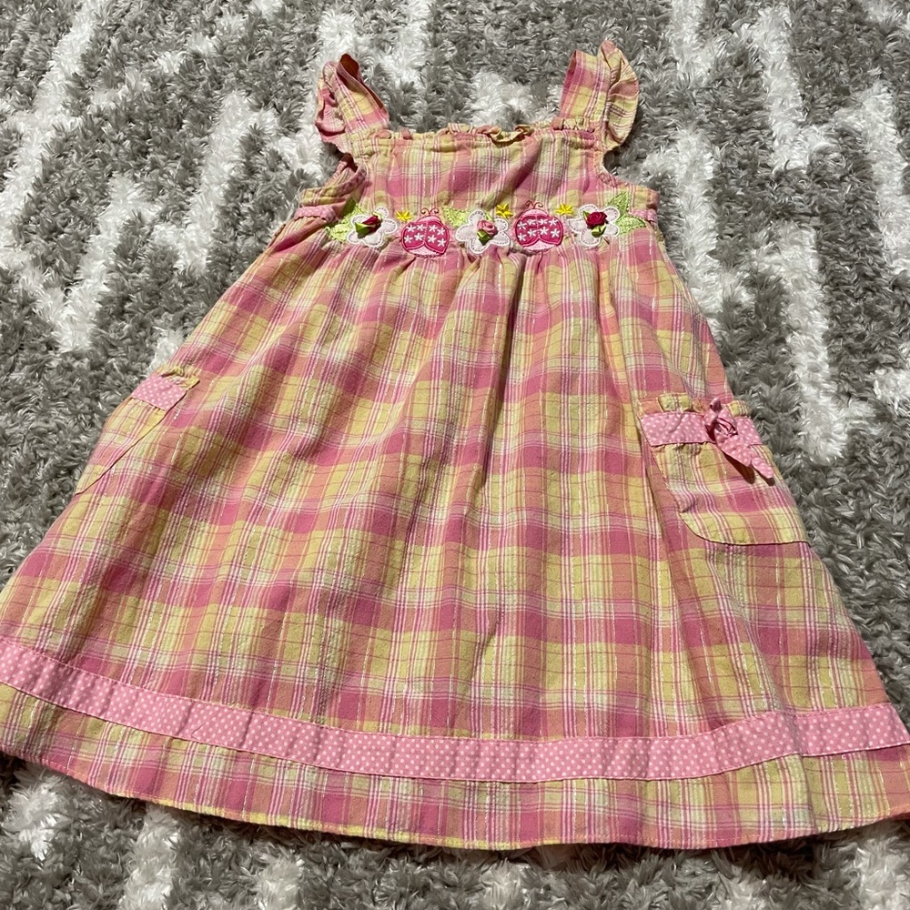 Youngland Pink Yellow Plaid Dress